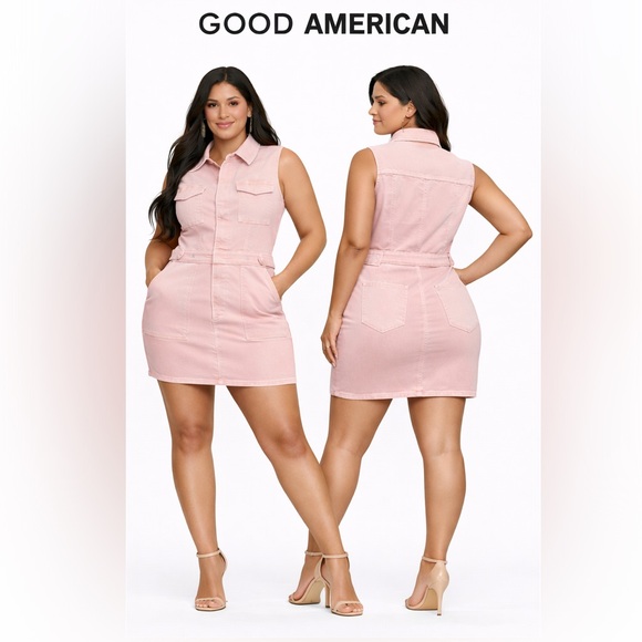 Good American Dresses & Skirts - Good American Fit For Success Blush Denim Dress NWT Size L